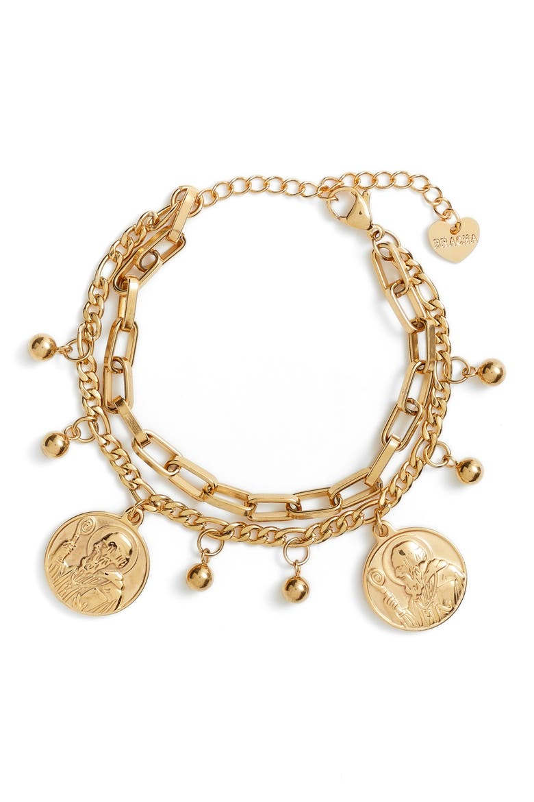 All Saints Coin Charm Bracelet, Main, color, GOLD