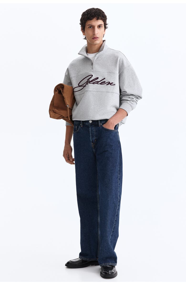 H&M Relaxed Fit Zip-top Sweatshirt, Alternate, color, Gray Melange/Golden