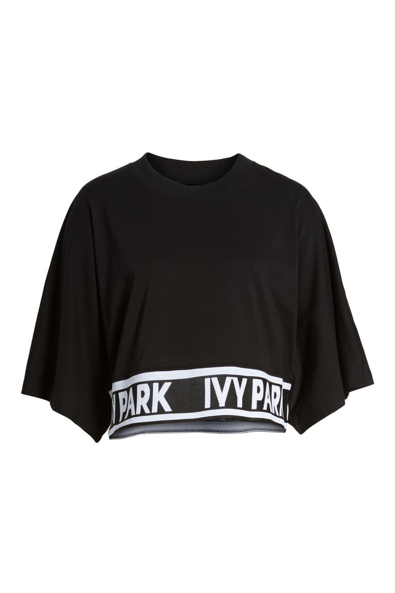 Ivy Park Logo Tape Boxy Tee, Alternate, color, BLACK