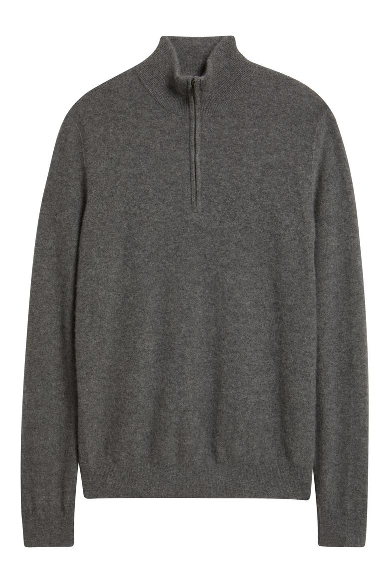 Quarter Zip Cashmere Sweater, Alternate, color, MEDIUM HEATHER GREY