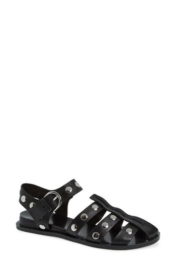 Rag & Bone Beau Studded Leather Fisherman Sandals In Black Leather
