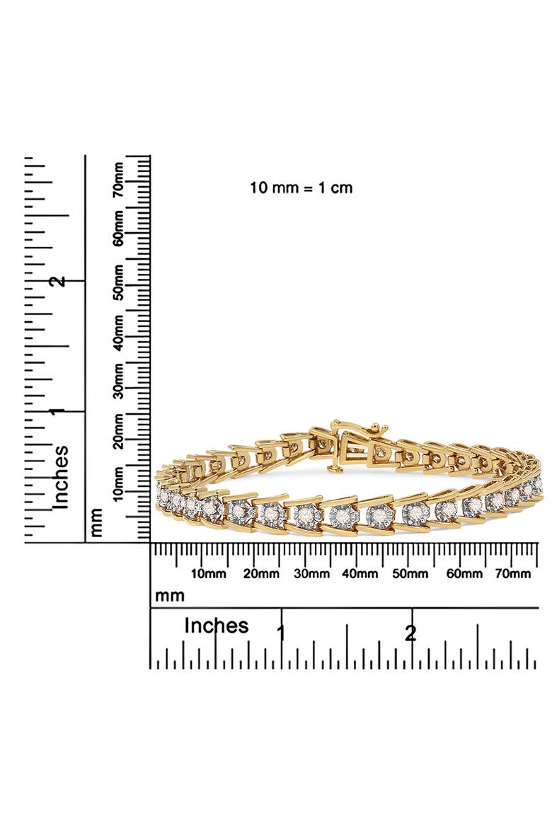 14K Yellow Gold Plated Silver 2.00 Cttw Miracle Set Diamond Wave Link Bracelet, Alternate, color, Yellow