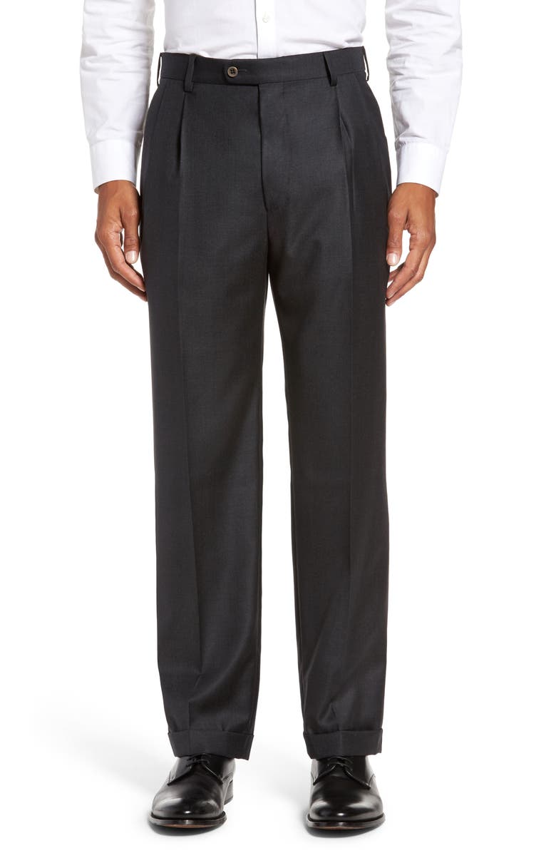 Zanella Bennett Straight Leg Pleated Dress Pants, Main, color, Dark Grey1