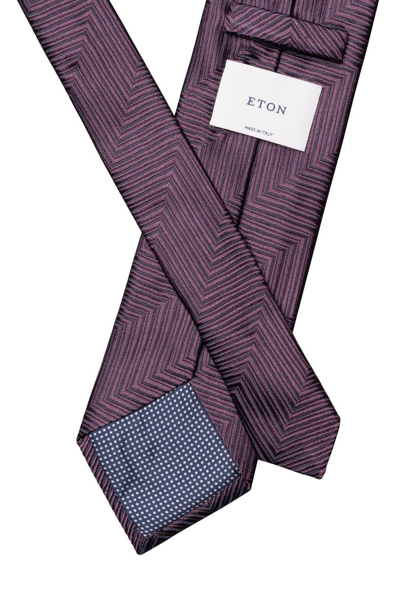 Eton Herringbone Silk Tie, Alternate, color, Dark Red