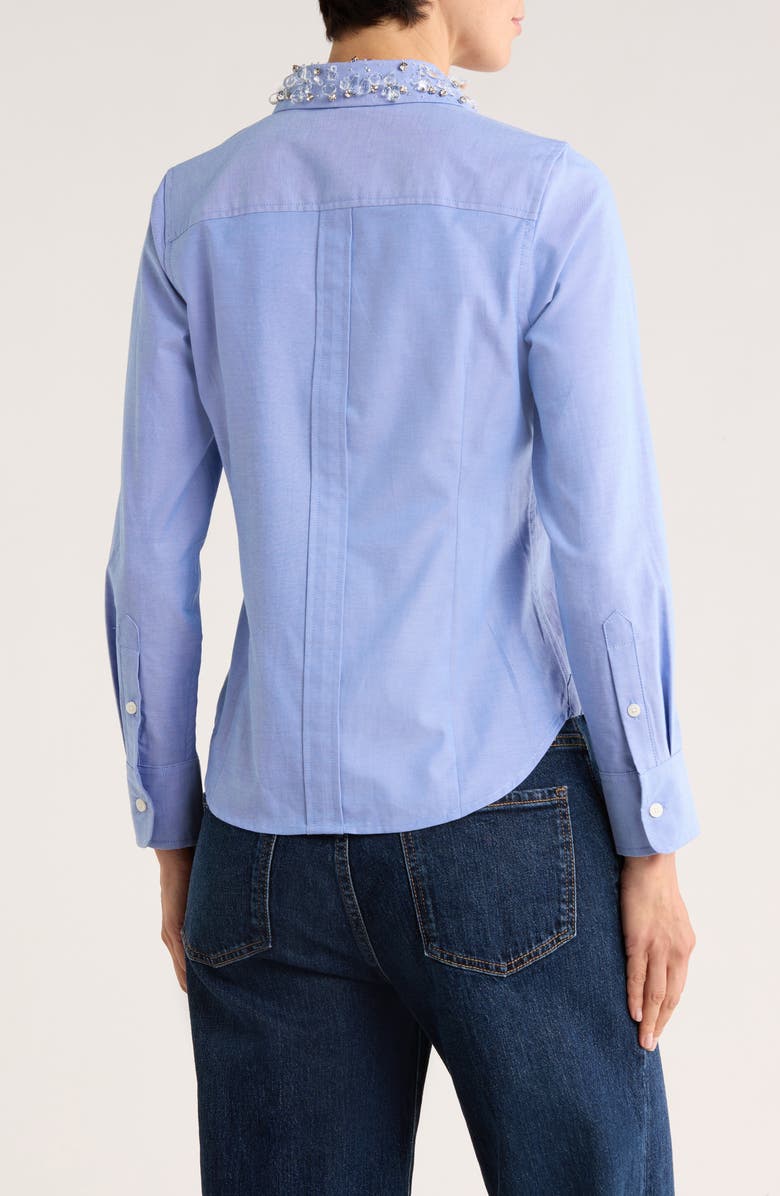 JASON WU Embellished Collar Button-Up Shirt, Alternate, color, Light Blue