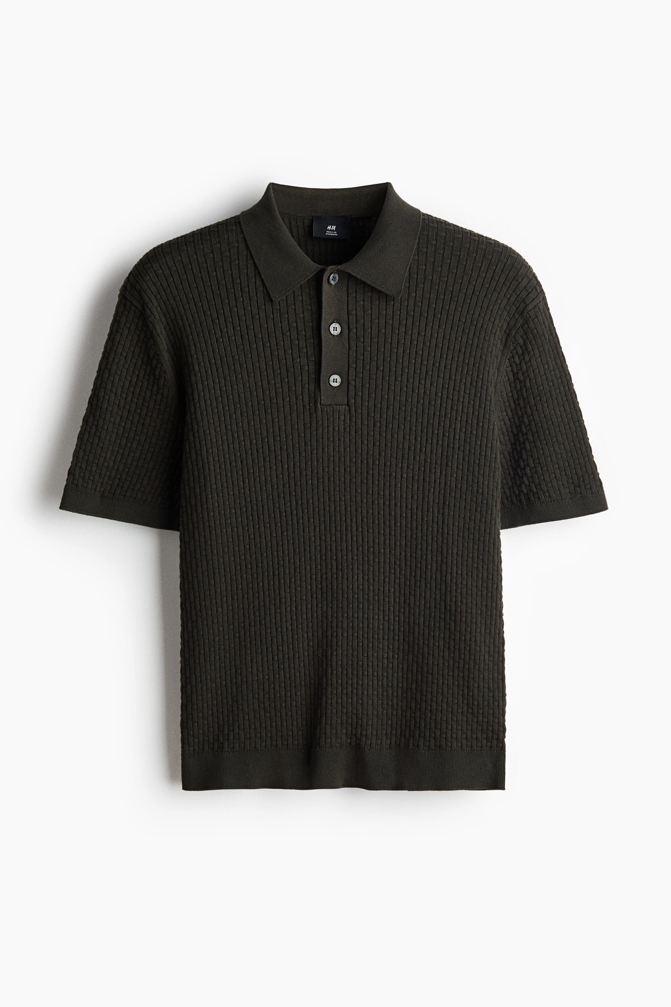 H&M Regular-fit Textured-knit Polo Shirt (Men) | Nordstrom
