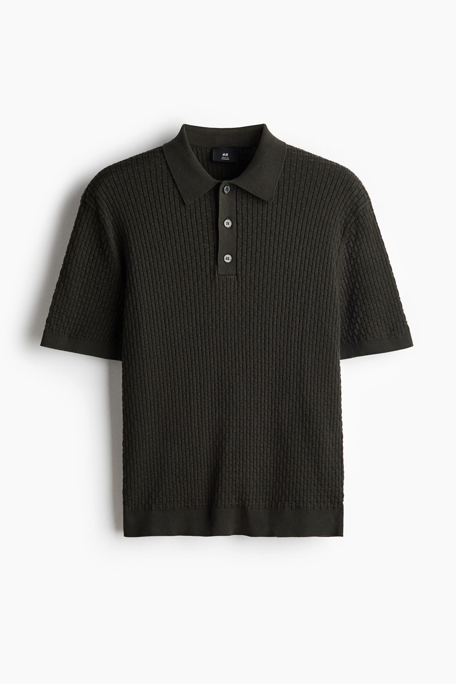 Texture Knitting Book H&M Regular-fit Textured-knit Polo Shirt (Men) | Nordstrom