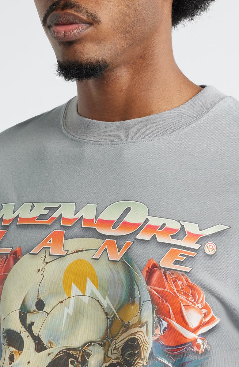 MEMORY LANE Skull Roses Cotton Graphic T-Shirt, Alternate, color, Grey