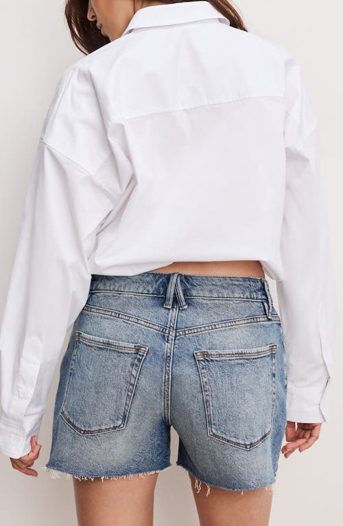 Good American Bubble Hem Crop Poplin Button-up Shirt In White