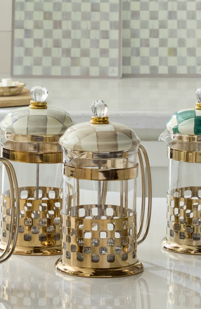 MACKENZIE CHILDS Mocha Check French Press, Alternate, color, Mocha