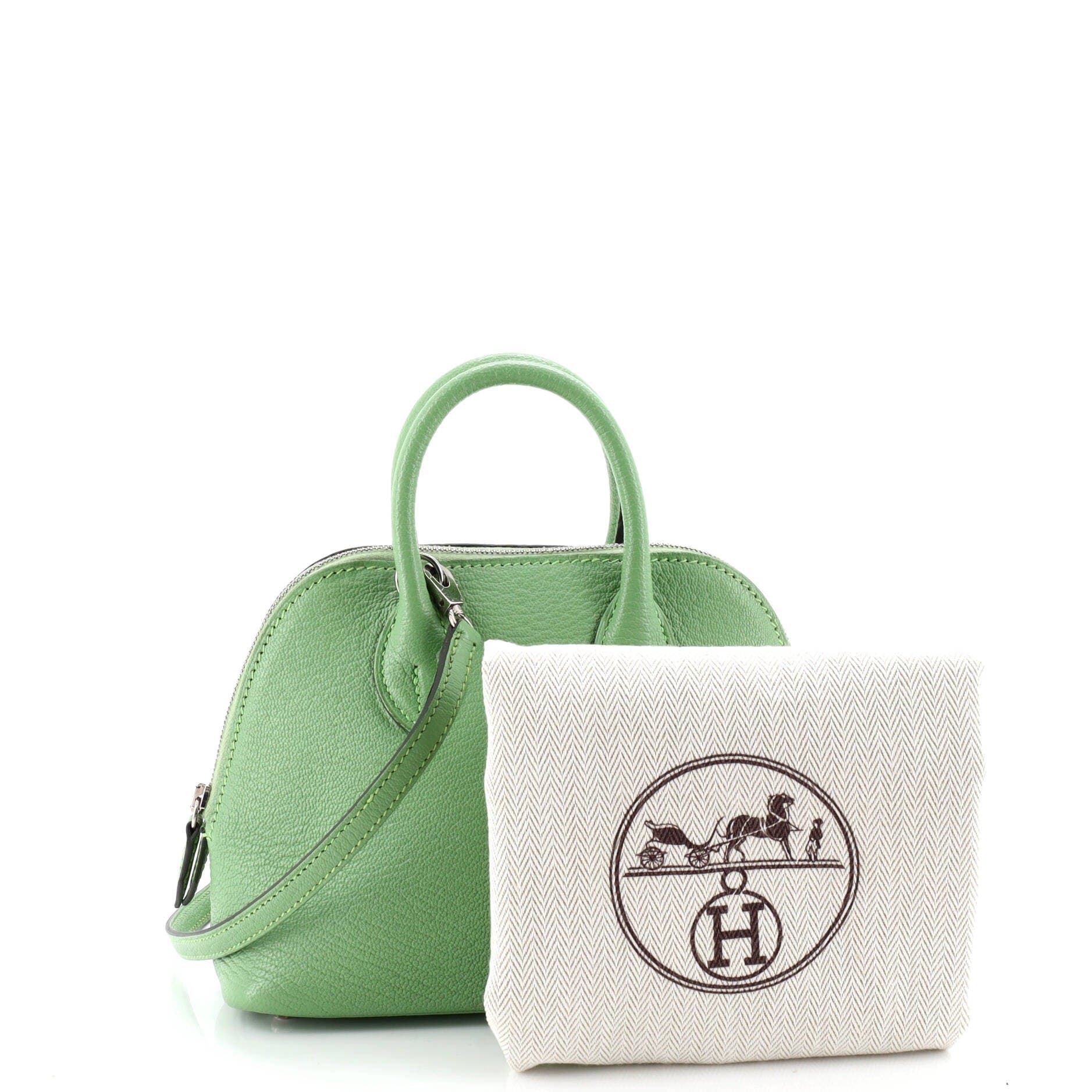 Pre-Owned Hermes Bolide 1923 Bag Chevre Mysore Mini, Alternate, color, Vert Criquet