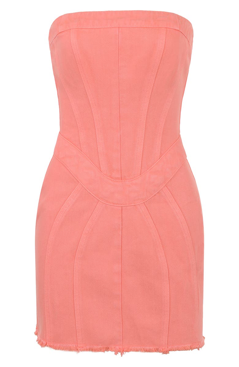 Mistress Rocks Strapless Denim Minidress, Alternate, color, Coral