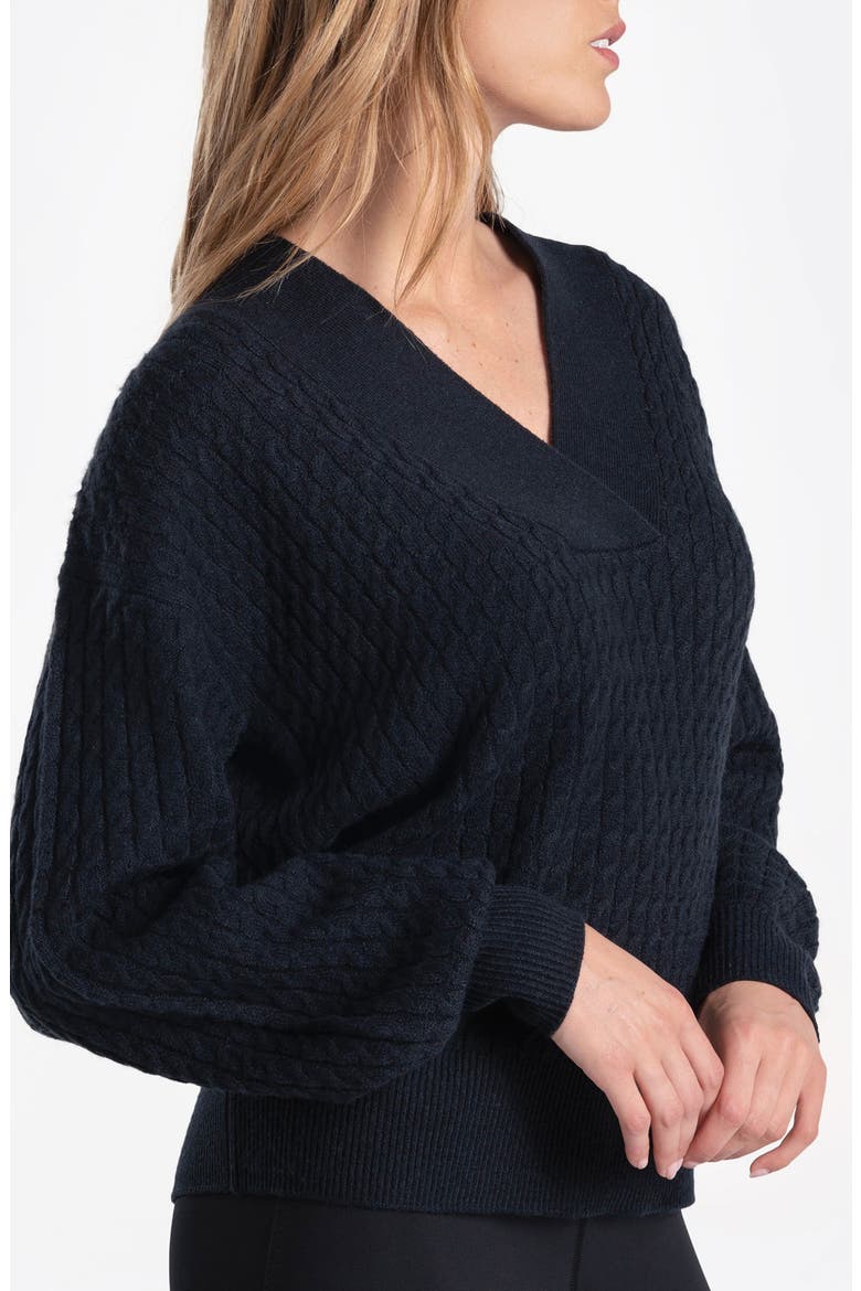 Camille Cable Knit Pullover Sweater, Alternate, color, BLACK HEATHER