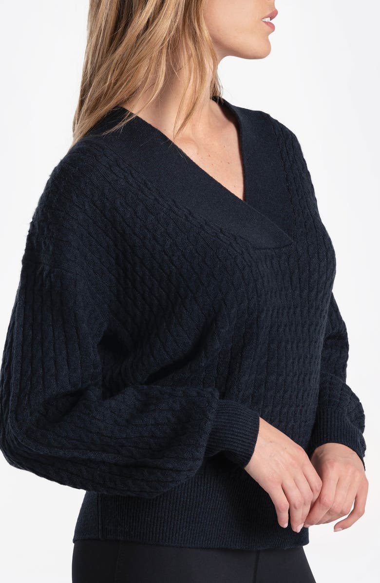 Lole Camille Cable Knit Pullover Sweater, Alternate, color, 