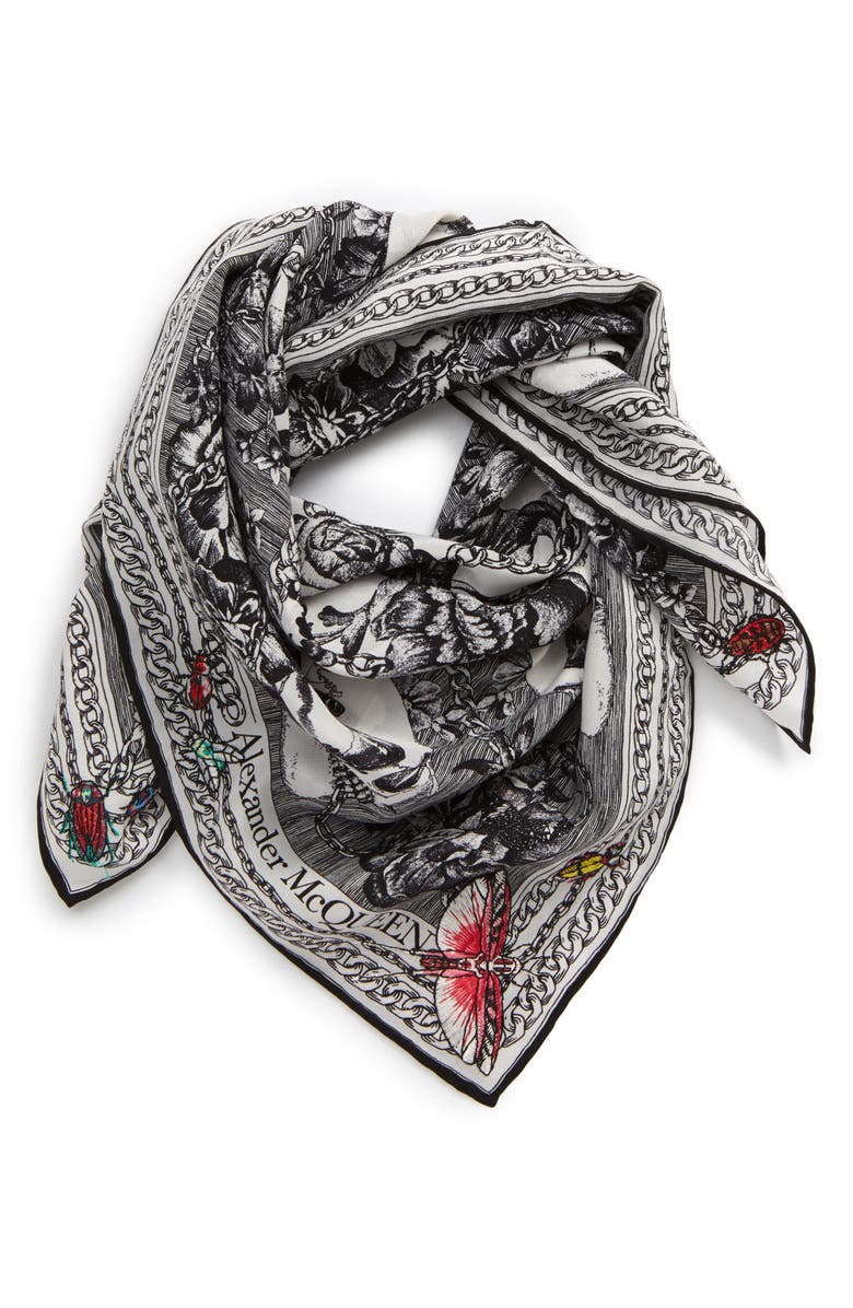 McQueen Alexander McQueen Deck of Skulls Silk Bandana, Alternate, color,