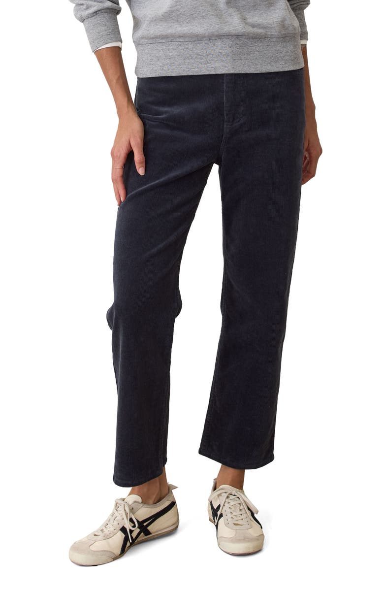 Marine Layer Charlie Corduroy Ankle Straight Leg Pants, Main, color, Navy