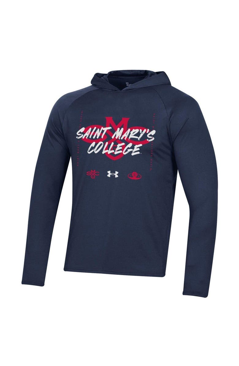 Under Armour Navy Saint Mary's Gaels 2023 On Court Bench Shooting Long Sleeve Hoodie T-Shirt, Alternate, color, 