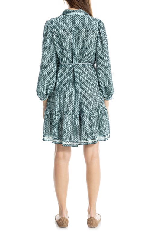 Max Studio Long Sleeve Button Front Crepe Dress In Blue