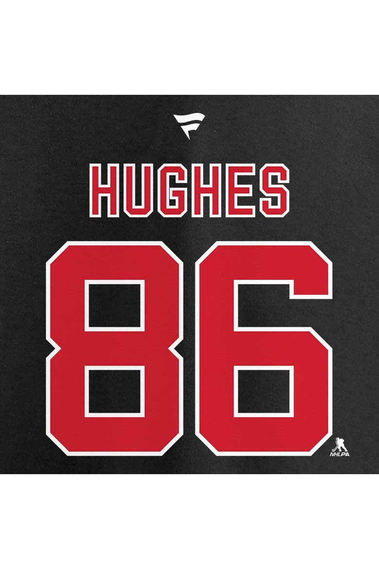Men's Fanatics Branded Jack Hughes Black New Jersey Devils Authentic Stack Name & Number T-Shirt, Alternate, color, BLACK