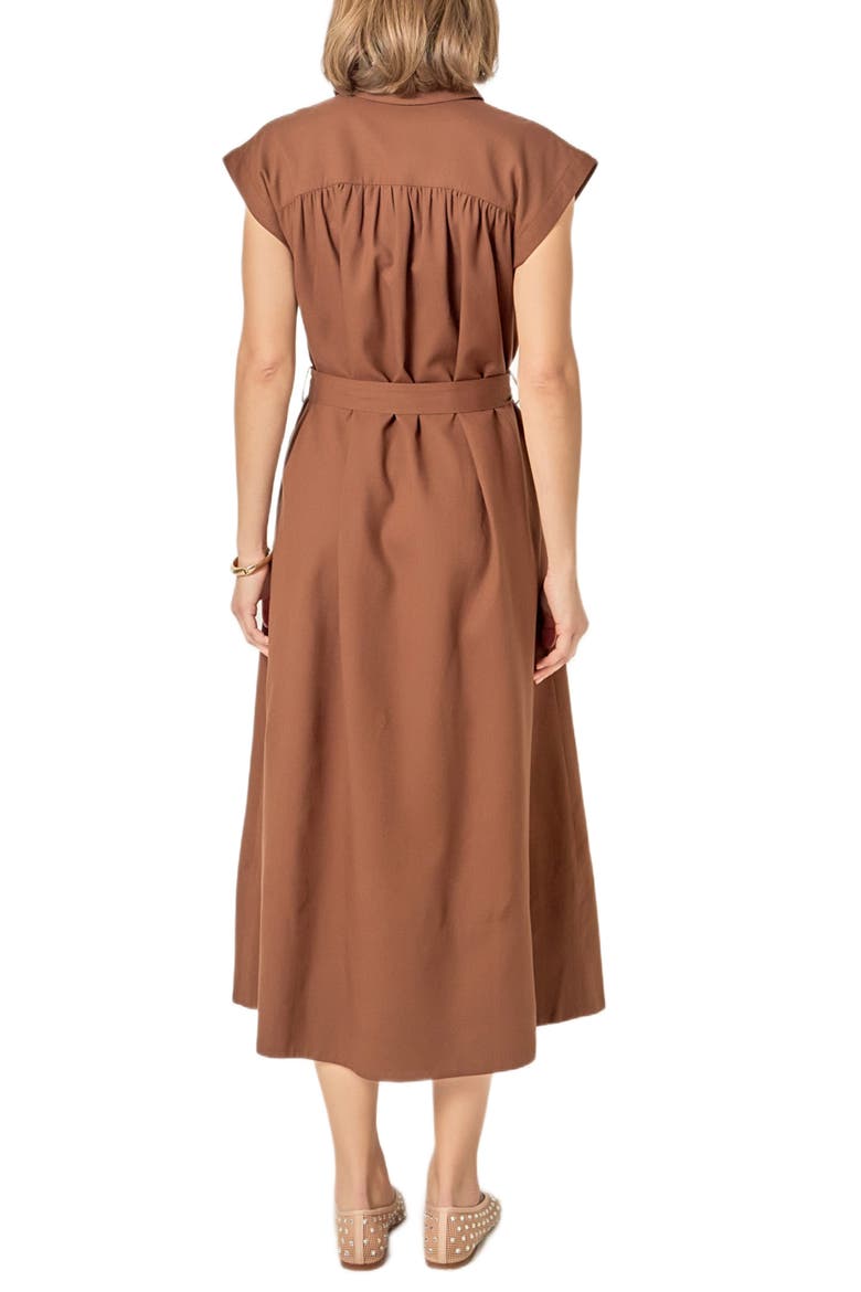 Belted Short Sleeve Shirtdress, Alternate, color, BROWN