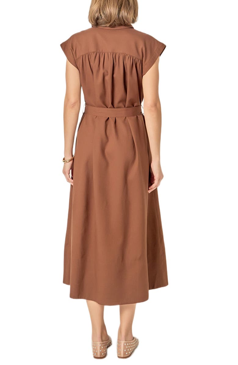 English Factory Belted Short Sleeve Shirtdress, Alternate, color, Brown