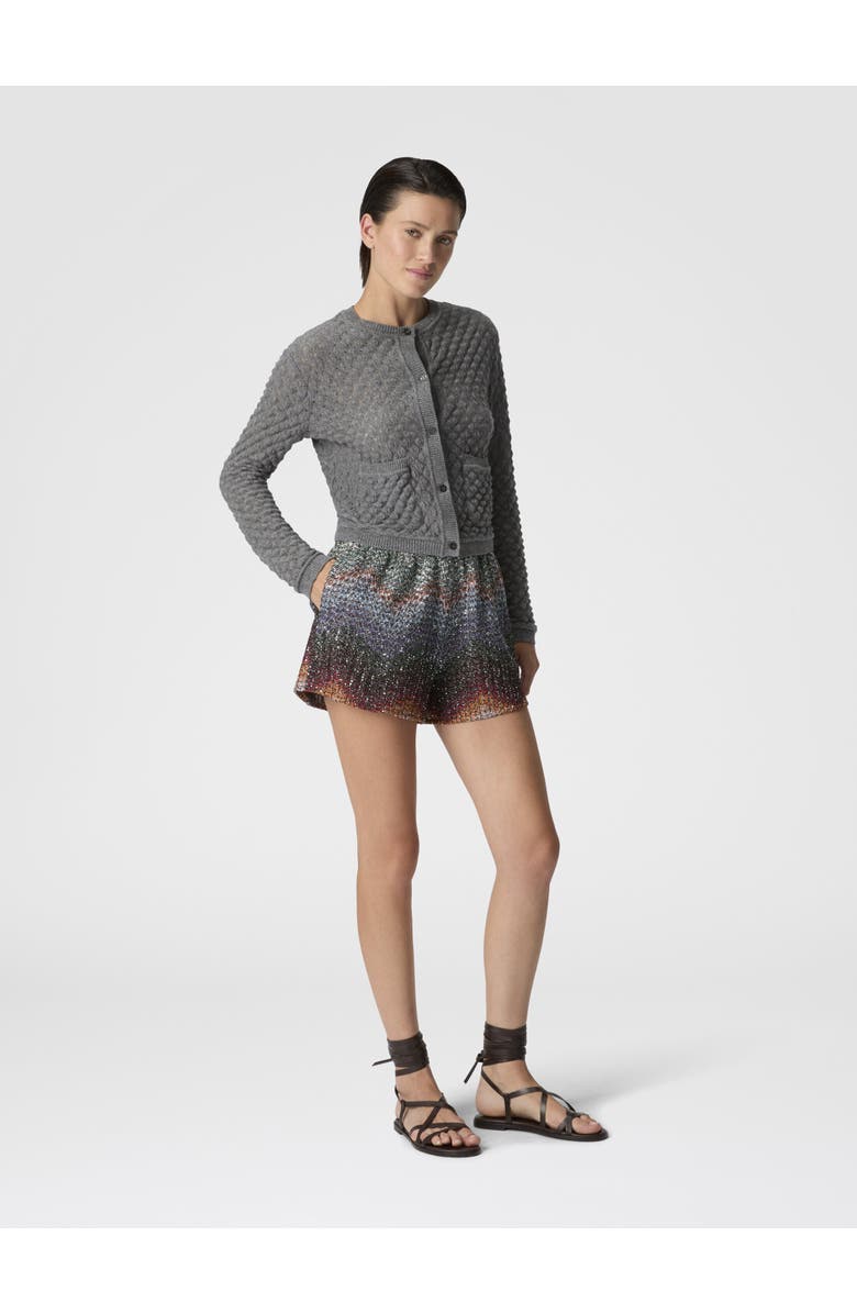 Missoni Cashmere Cardigan With Lace Pattern, Alternate, color, Grey
