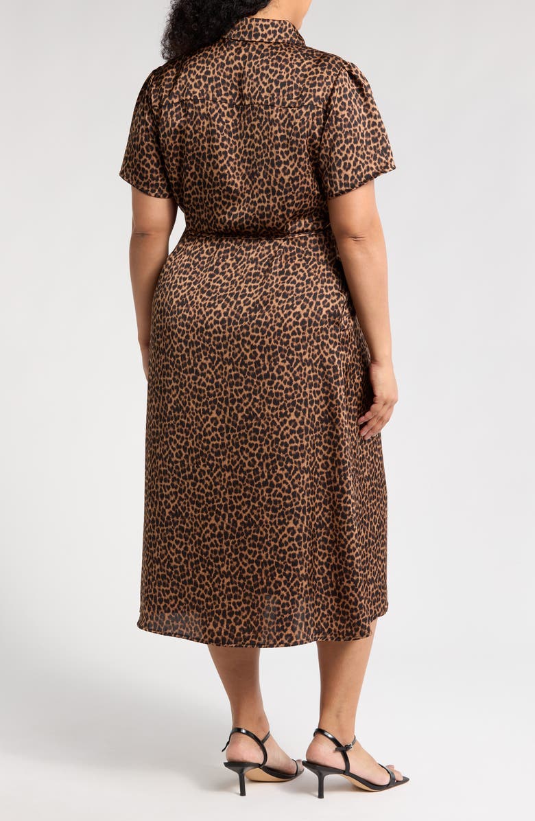NORDSTROM RACK Short Sleeve Wrap Dress, Alternate, color, Brown- Black Leopard