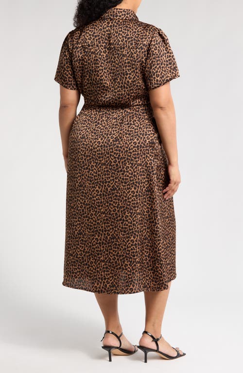 Nordstrom Rack Short Sleeve Wrap Dress In Brown- Black Leopard