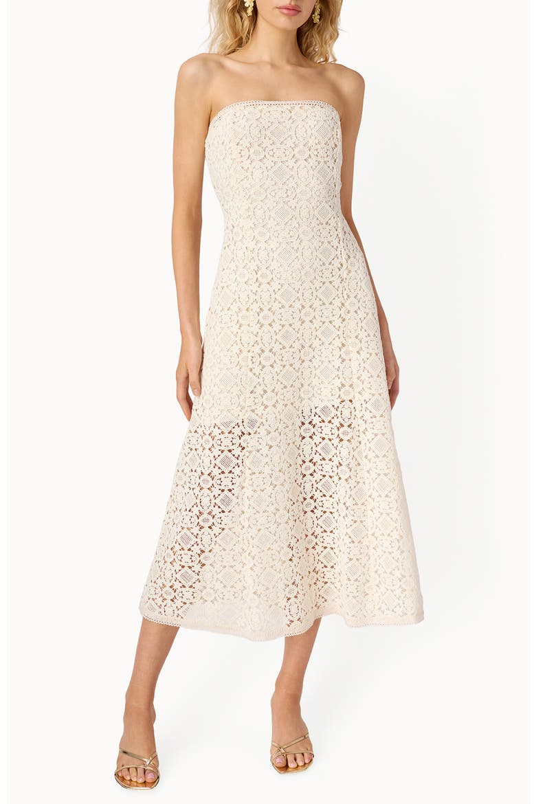 Lisboa Strapless Midi Dress, Main, color, CERAMIC
