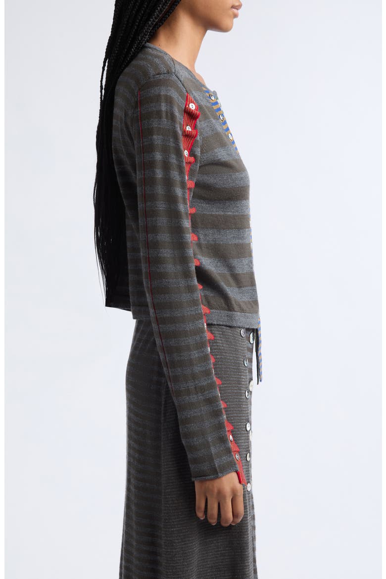 Mismatch Placket Merino Wool Cardigan, Alternate, color, GREY MULTI