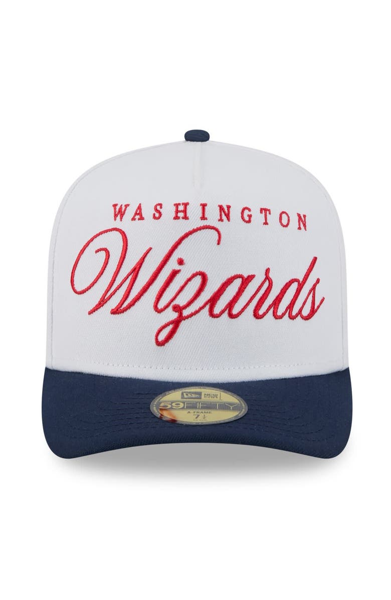 New Era Men's New Era White/Navy Washington Wizards 2025 NBA Draft A-Frame 59FIFTY Fitted Hat, Alternate, color, White