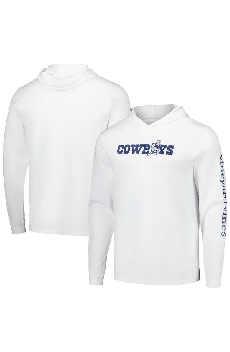 vineyard vines Men's Vineyard Vines  White Dallas Cowboys Wordmark Retro Joe Long Sleeve Hoodie T-Shirt, Alternate, color, 