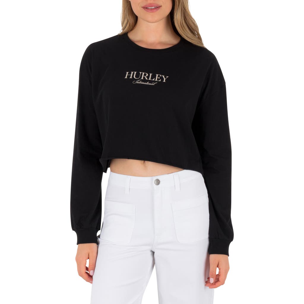 Hurley Floral Crop Graphic T-shirt In Black