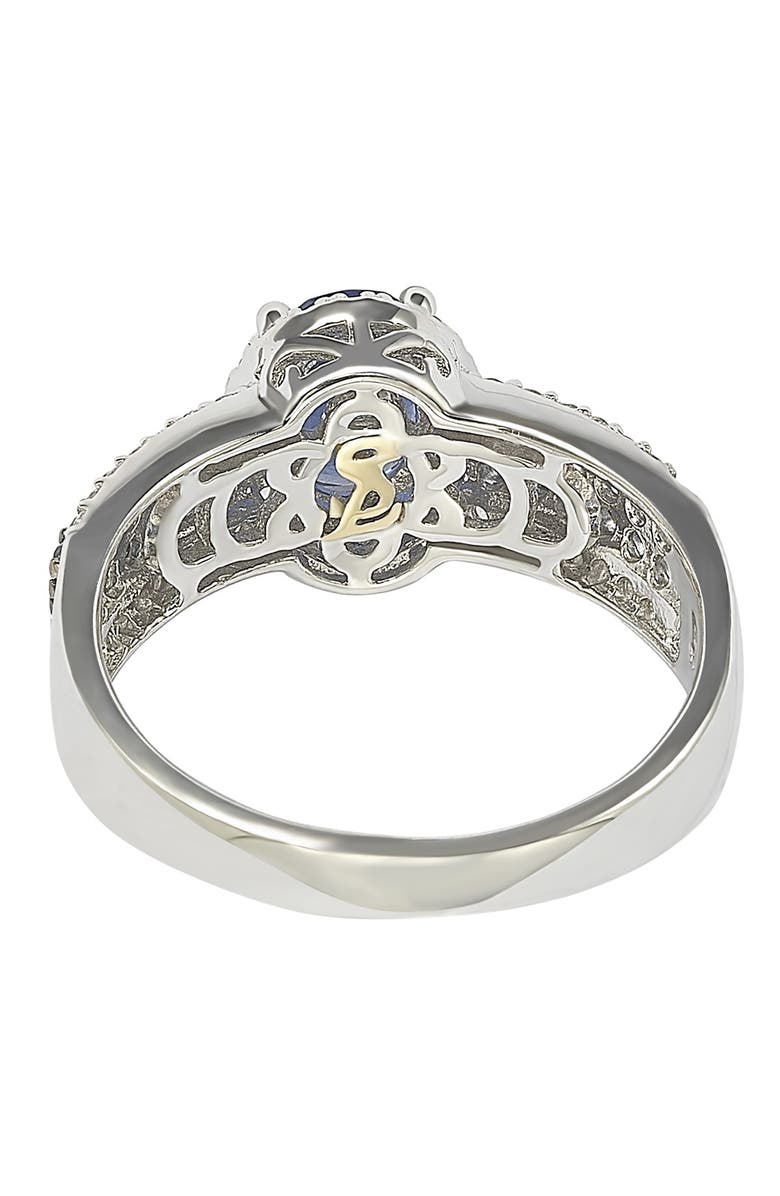 SUZY LEVIAN Sterling Silver Oval Sapphire & Pavé Sapphire Anniversary Ring, Alternate, color,