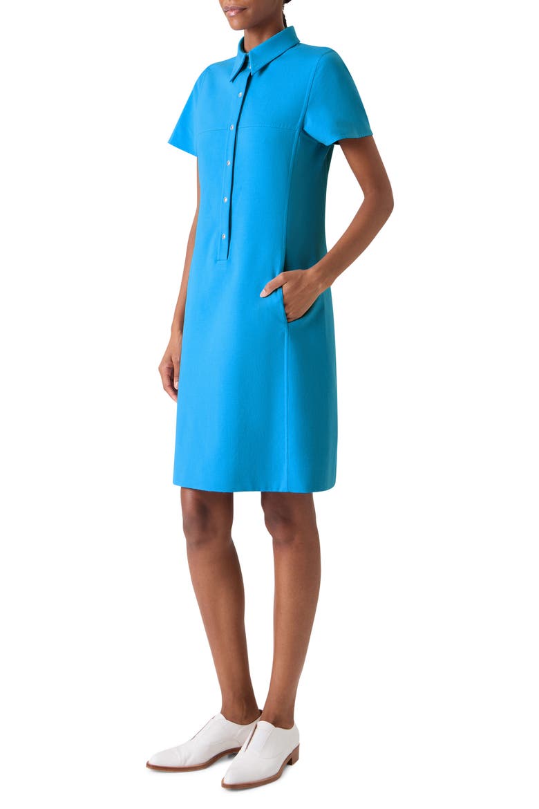 Cotton & Silk Blend Double Face Polo Dress, Alternate, color, TWILIGHT
