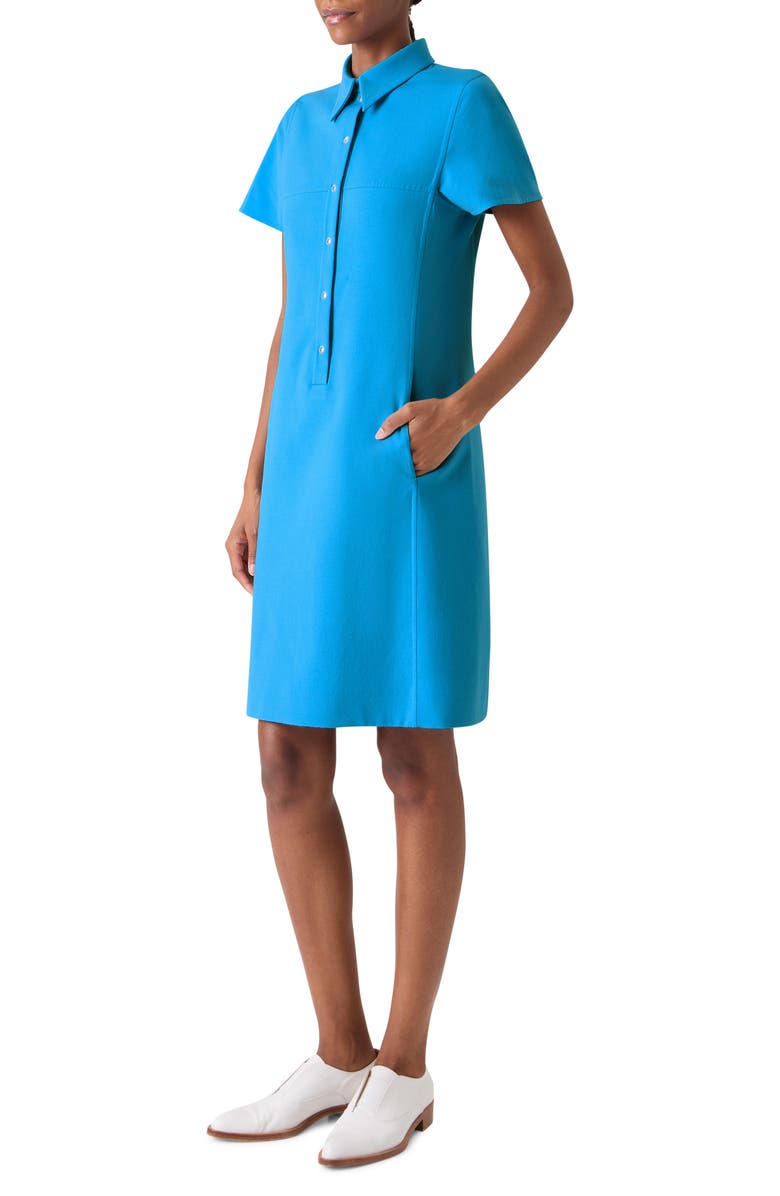 Akris Cotton & Silk Blend Double Face Polo Dress, Alternate, color, Twilight