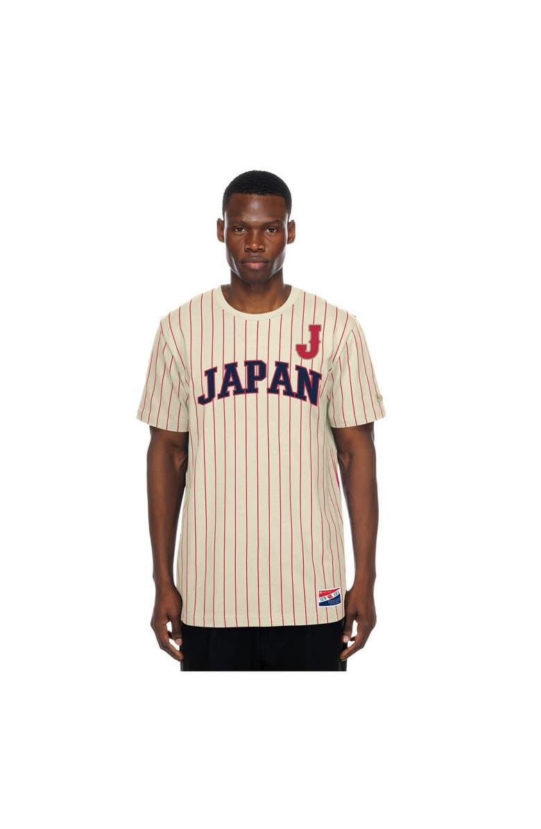 New Era Men's New Era Cream Japan Baseball Throwback Meshback Pinstripe T-Shirt, Main, color, Cream