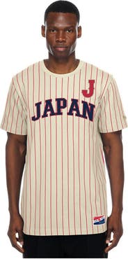 New Era Men's New Era Cream Japan Baseball Throwback Meshback Pinstripe T-Shirt