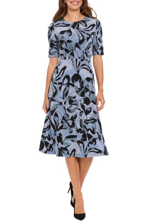 Short Sleeve Inset Waist Midi Dress