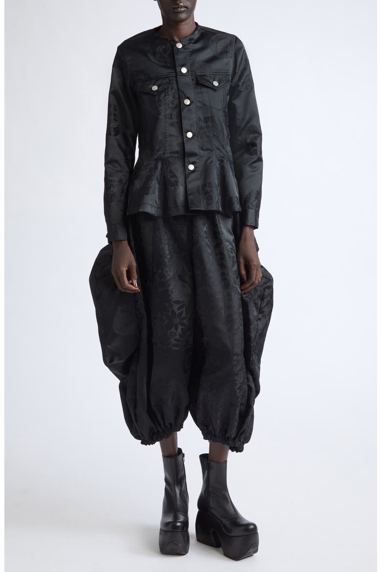 Floral Jacquard Wide Leg Pants, Alternate, color, BLACK X BLACK X BLACK