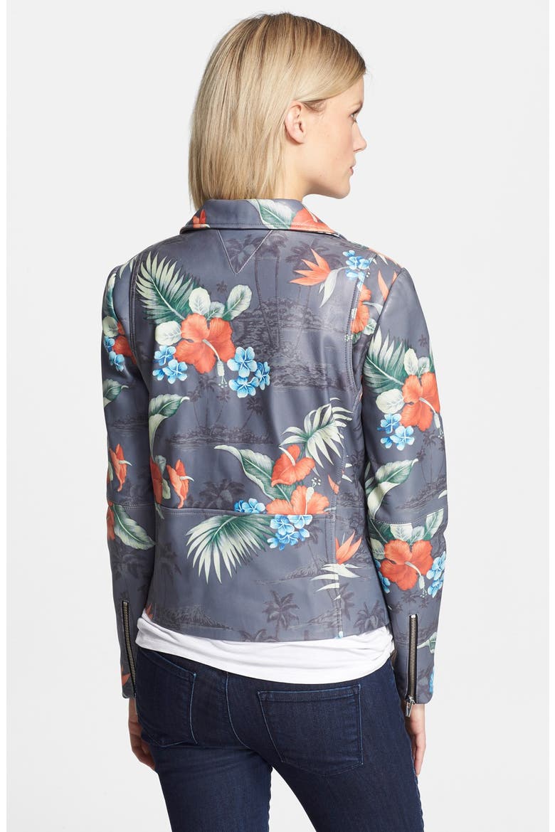 'Lazer' Print Leather Jacket, Alternate, color, PARADISE