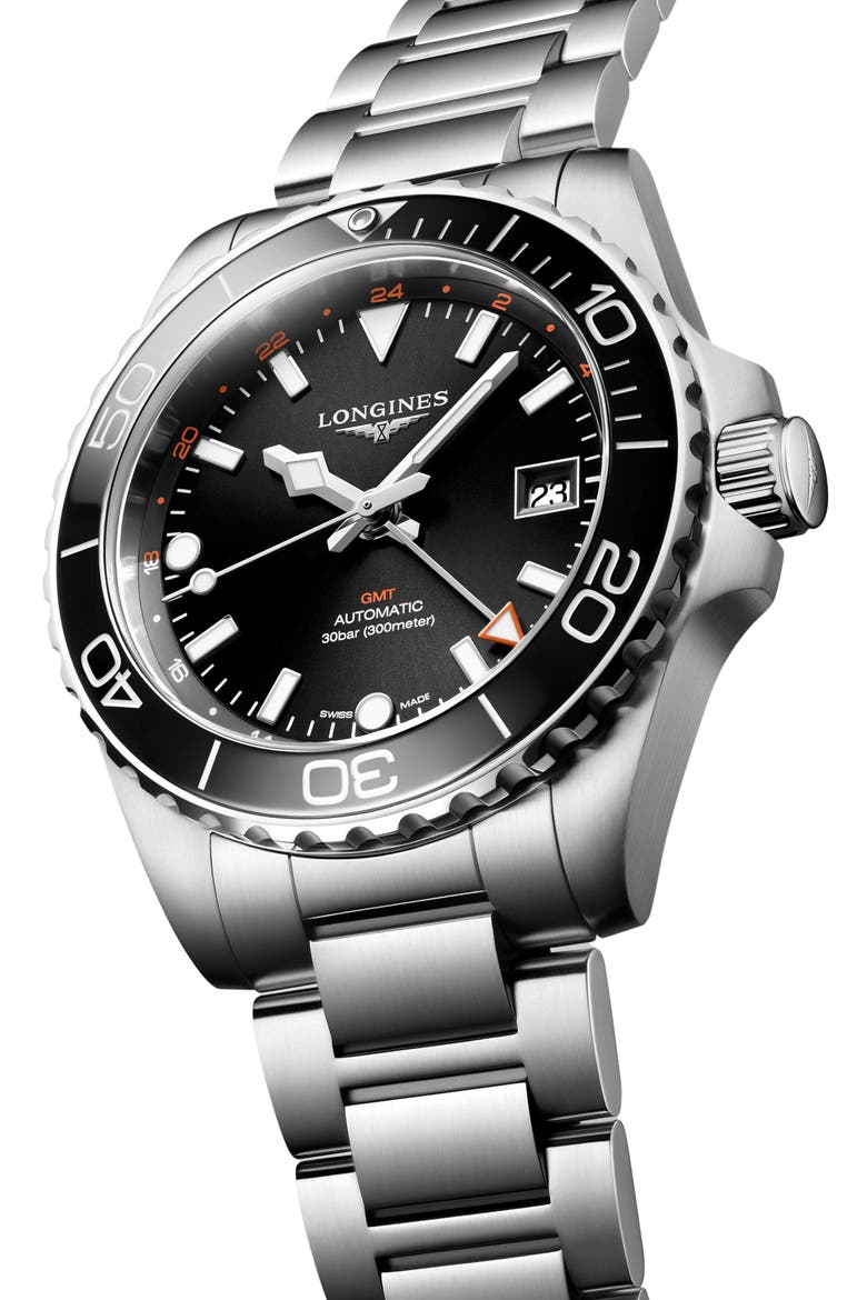 HydroConquest Automatic Bracelet Watch, 41mm, Alternate, color, BLACK