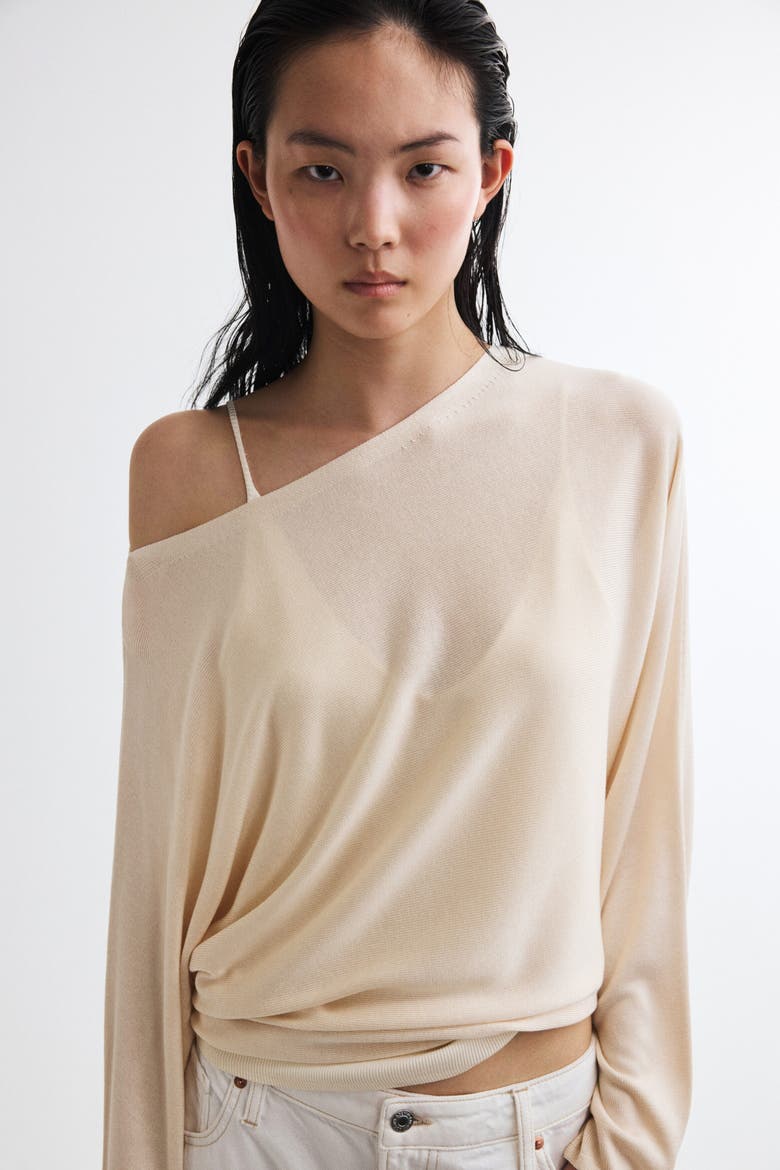 Off-the-shoulder Sweater, Main, color, Light beige