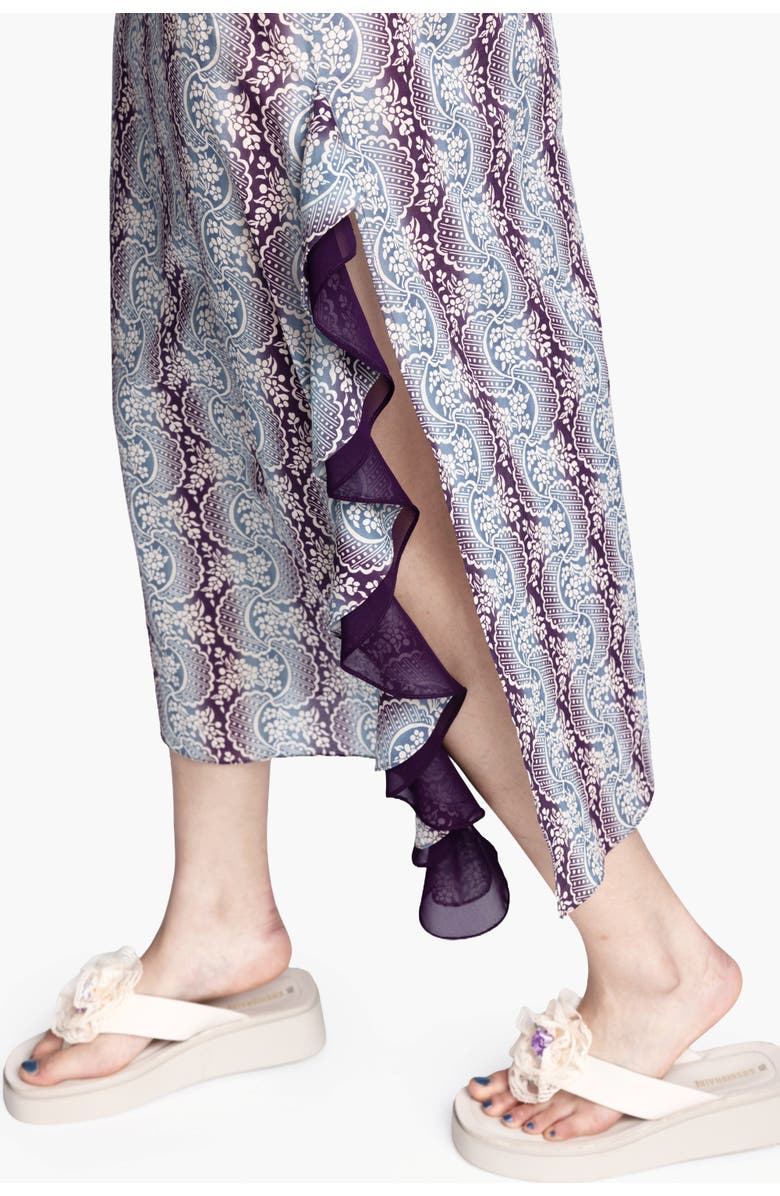 Anna Sui Ombre Ribbons Cotton Ruffle Dress, Alternate, color, Amethyst Multi