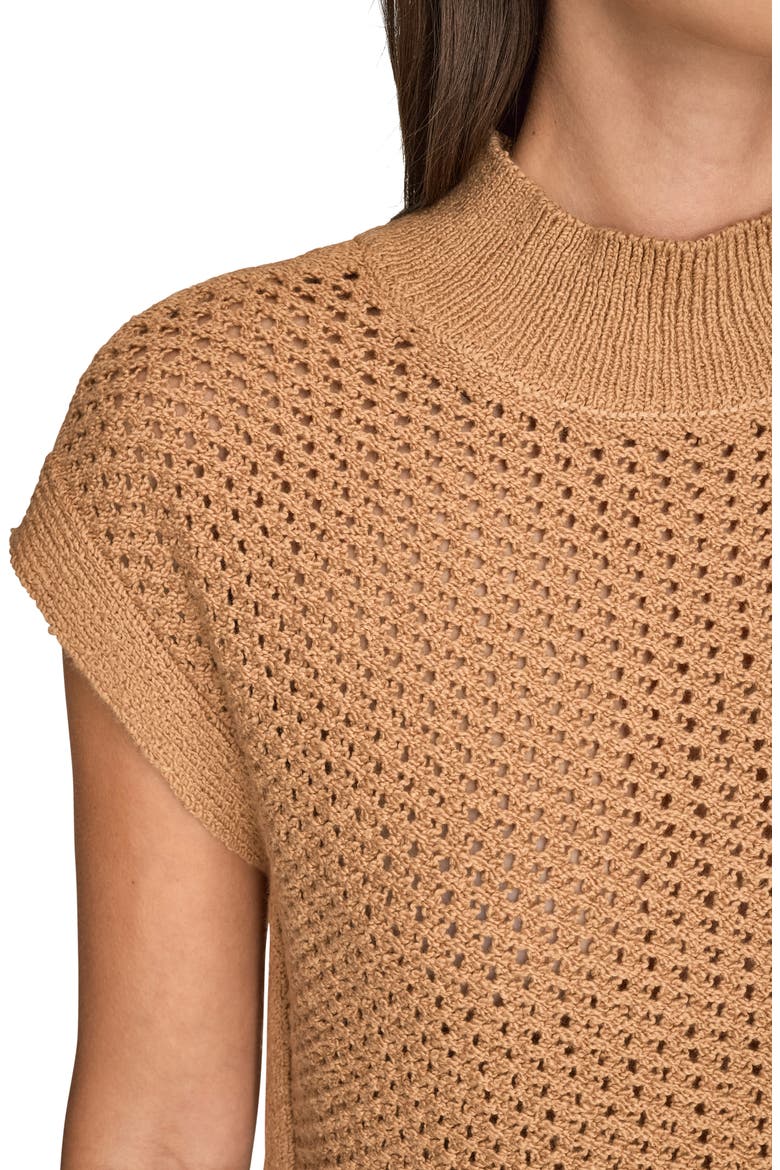 Open Stitch Cap Sleeve Sweater, Alternate, color, FAWN