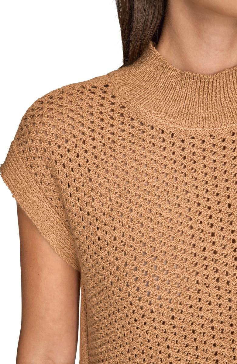 Donna Karan New York Open Stitch Cap Sleeve Sweater, Alternate, color, Fawn