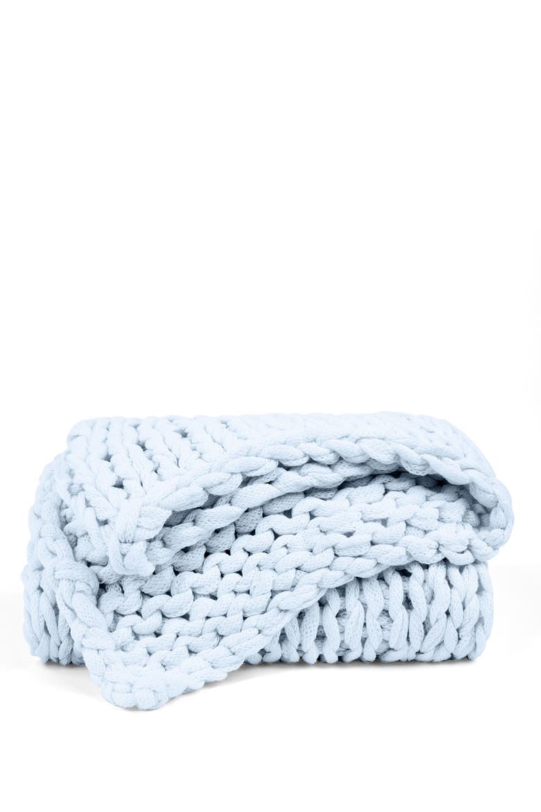 Chunky Knit Throw Blanket, Alternate, color, LIGHT BLUE