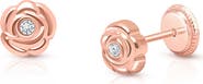 Tiny Blessings 14K Gold Blushing Rose Studs Screw Back Earrings
