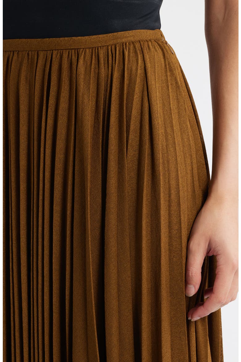 Eda Pleated Jersey Skirt, Alternate, color, TOBACCO