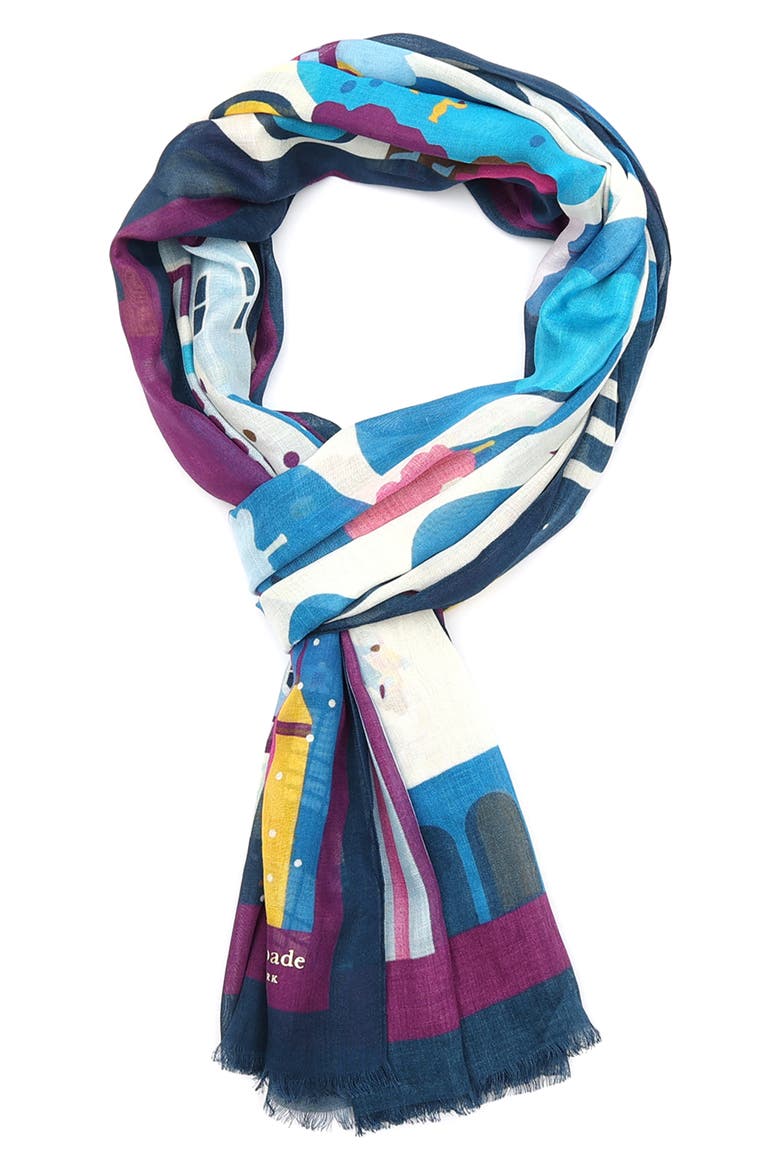 uptown map oblong scarf, Alternate, color, BLUE MULTI